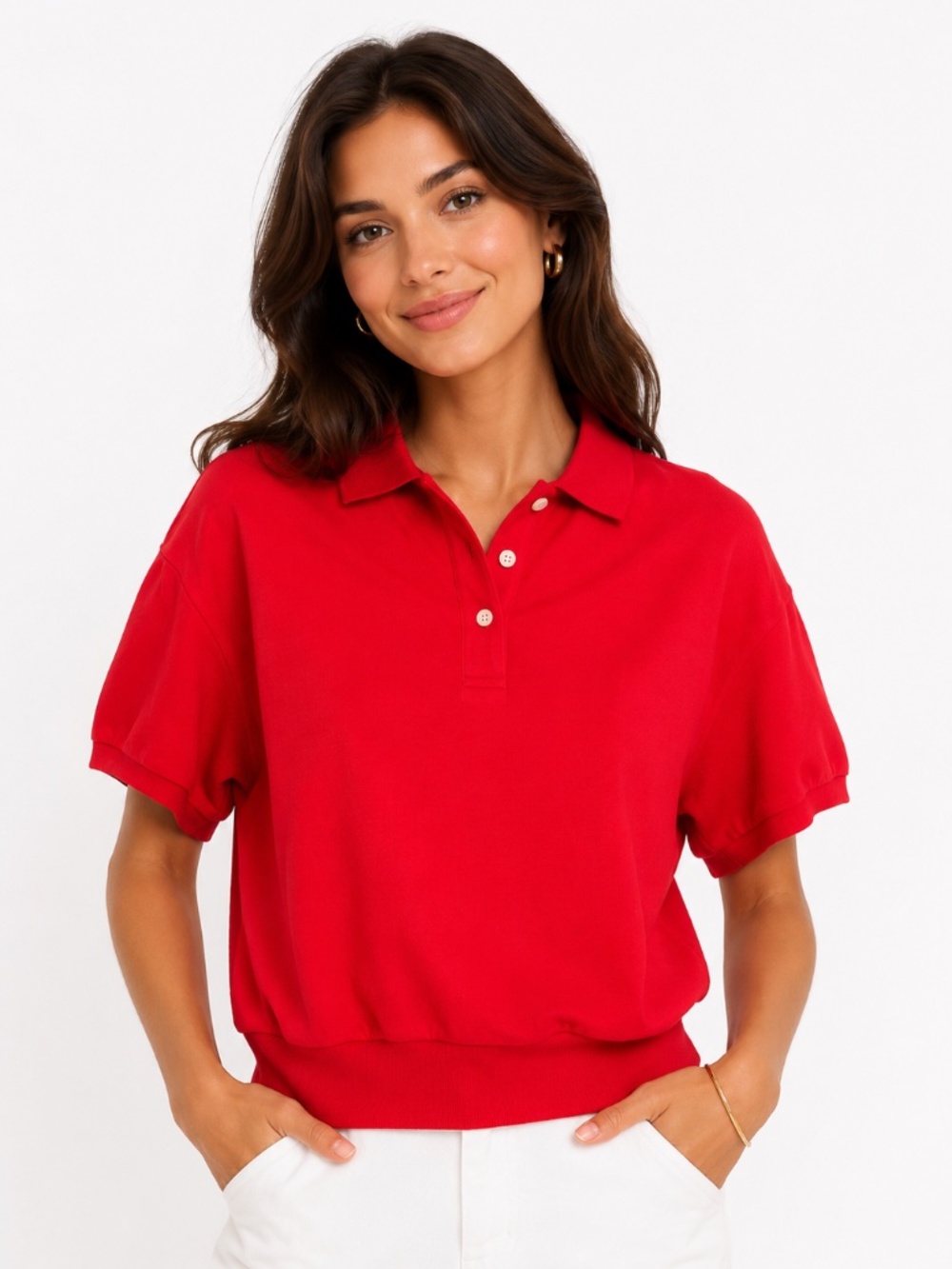 Everlane Red Short-Sleeve Button-Down Polo